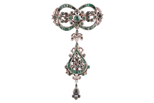 Lot 131 - An Islamic emerald-set brooch, possibly Austro-...