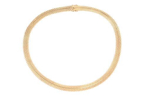 Lot 201 - A herringbone chain necklace, the flat chain...