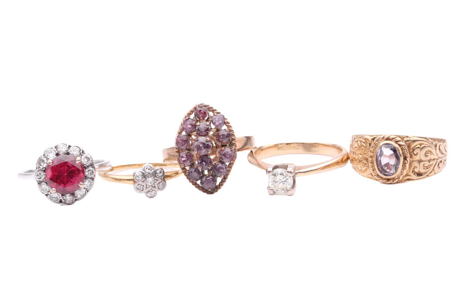 Five Rings Collection Lot 108 - A collection of five rings, including a