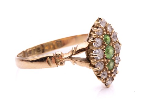 Lot 2 - A Victorian demantoid garnet and diamond ring,...