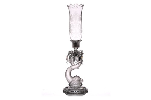 Lot 300 - A Baccarat crystal glass candlestick, with...