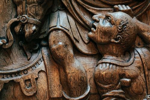 Lot 1 - A 17th-century carved-wood figure group,...