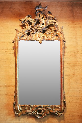 Lot 4 - A Louis XV giltwood wall mirror, 112 cm x 51...
