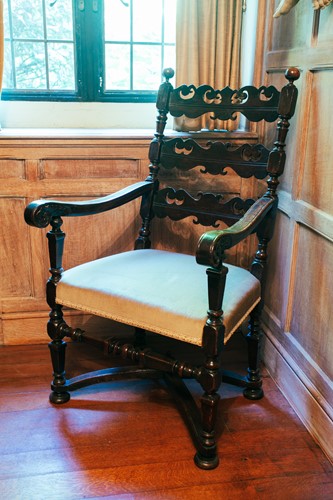 Lot 9 - An oak frame open armchair, probably Flemish...
