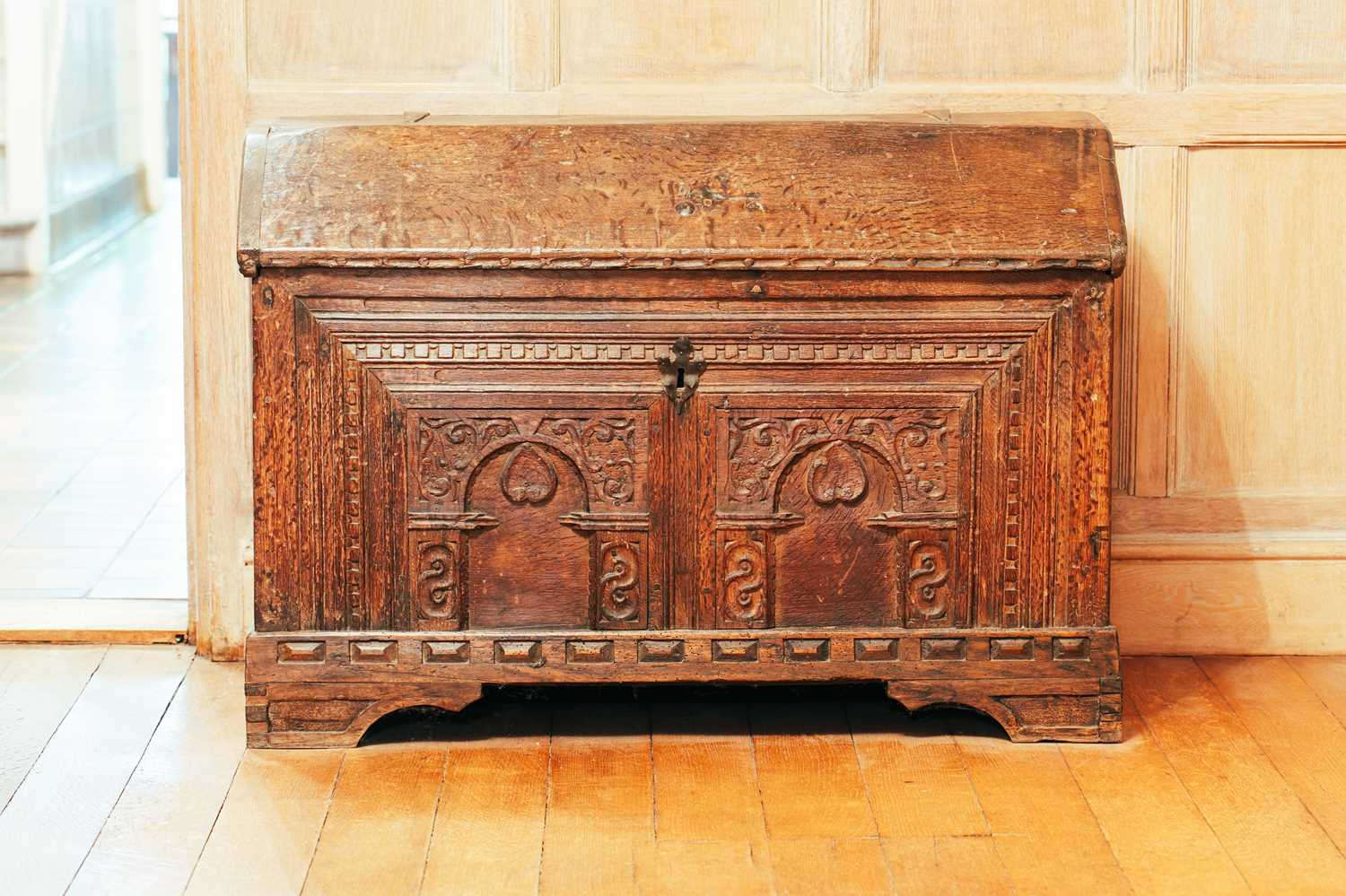 Lot 169 - A 17th-century Continental oak coffer, with...