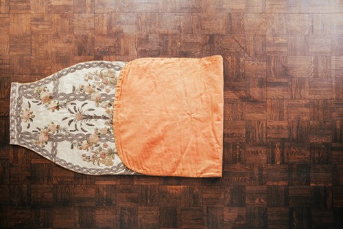 Lot 29 - Silk embroidered priests chasuble, converted...