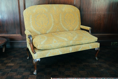 Lot 34 - A George III small settee, with upholstered...