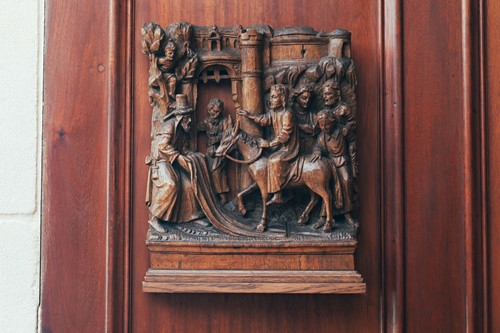 Lot 44 - A 16th-century Flemish carved and pierced oak...
