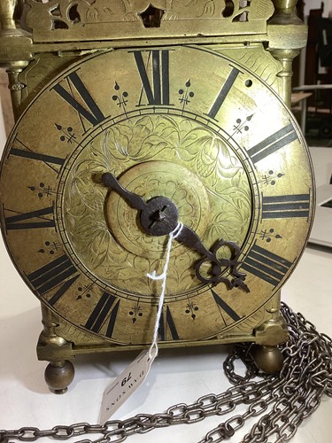 Lot 79 - A late 17th century brass lantern clock,...