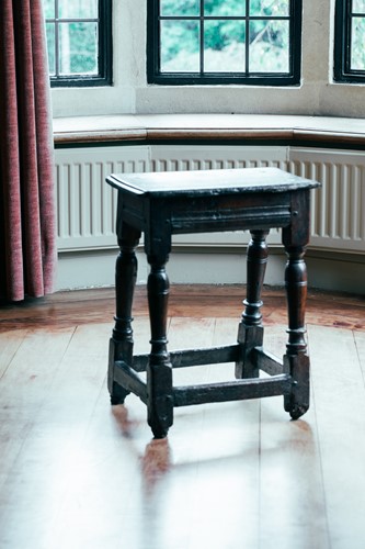 Lot 107 - A 17th century oak joint stool, with moulded...