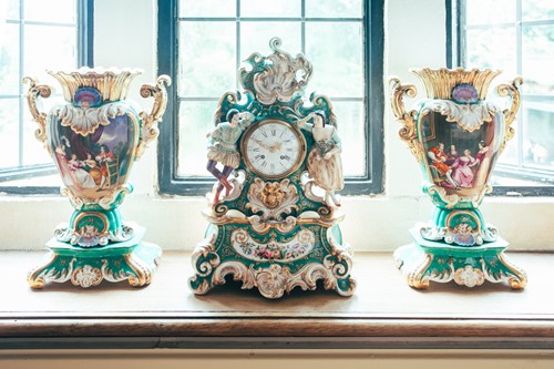 Lot 117 - A mid-19th century French porcelain clock...