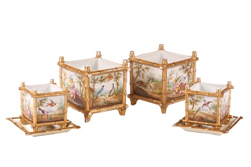 Lot 118 - A pair of French painted porcelain square...