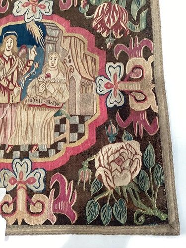 Lot 142 - A 17th-century embroidered square panel...