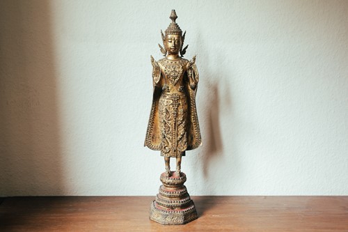 Lot 155 - A Thai Rattanakosin (?) gilt bronze standing...