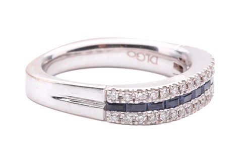 Lot 53 - A sapphire and diamond half eternity ring, set...
