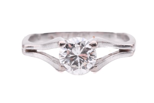 Lot 202 - A diamond solitaire ring, centred with a...