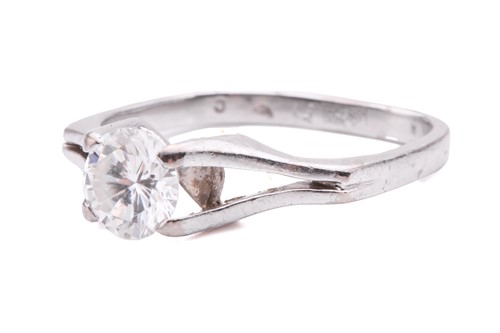 Lot 202 - A diamond solitaire ring, centred with a...