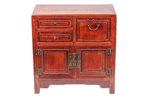 Lot 256 - A Chinese hardwood chest, with two short...