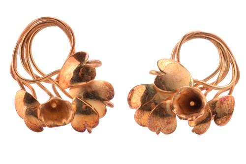 Lot 172 - A pair of morning glory earrings in 18ct...