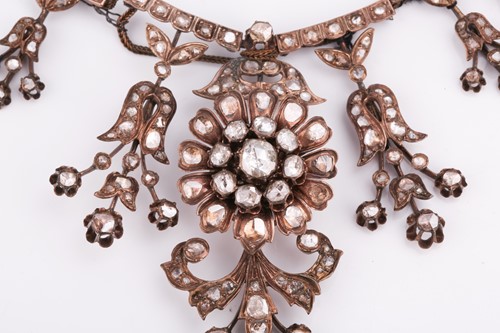 Lot 253 - A Late Ottoman floral fringe necklace set with...
