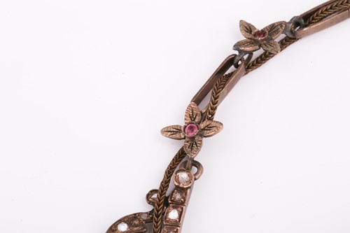 Lot 253 - A Late Ottoman floral fringe necklace set with...