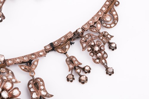 Lot 253 - A Late Ottoman floral fringe necklace set with...