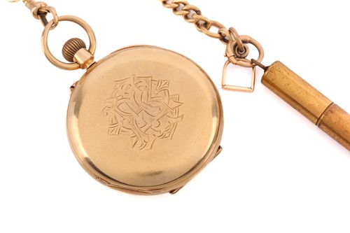 Lot 394 - An 18ct pocket half hunter pocket watch and an...