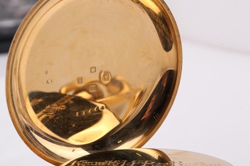 Lot 394 - An 18ct pocket half hunter pocket watch and an...