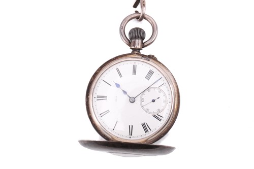 Lot 402 - A Silver Bryer & Sons half hunter pocket watch...