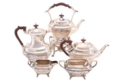 Lot 457 - A five-piece silver tea set, Sheffield 1924,...