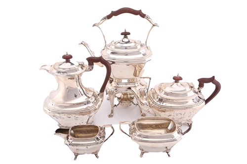 Lot 457 - A five-piece silver tea set, Sheffield 1924,...