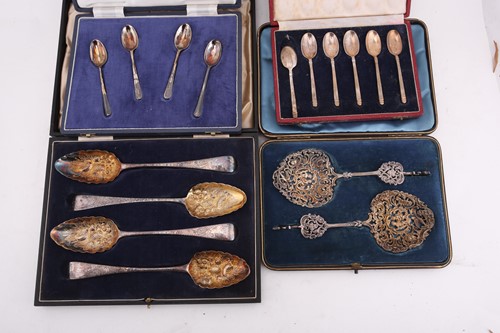 Lot 430 - Four cased sets of spoons comprising a set of...