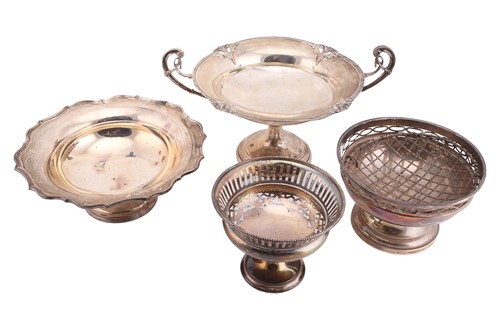 Lot 434 - Four silver pedestal dishes; including a tazza...