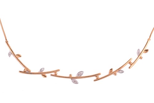 Lot 108 - An 18ct yellow gold and diamond branch effect...