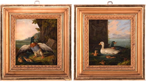 Lot 201 - X. Förg (19th century), Ducks and their young,...