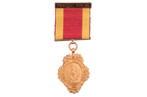 Lot 222 - A 14ct gold president plaque on ribbon for the...