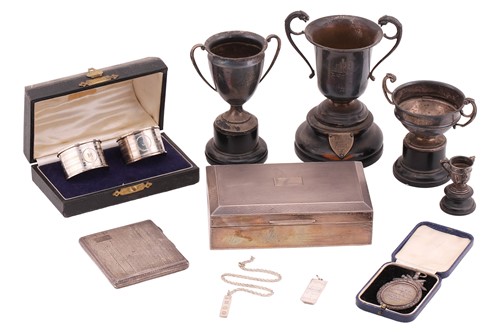 Lot 428 - A small group of silver, including a cigarette...