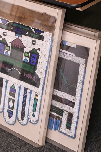Lot 316 - Three Ndebele tribal beadwork panels attached...