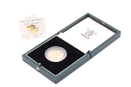 Lot 290 - A 1993 proof double sovereign, encapsulated,...