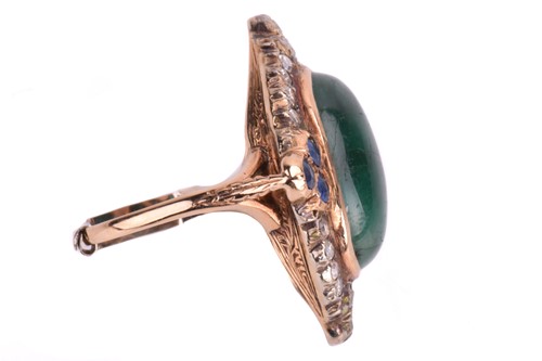 Lot 40 - An emerald, diamond and sapphire cocktail ring,...