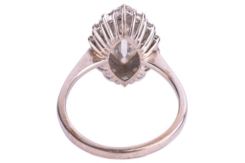 Lot 201 - A marquise diamond cluster ring, featuring a...