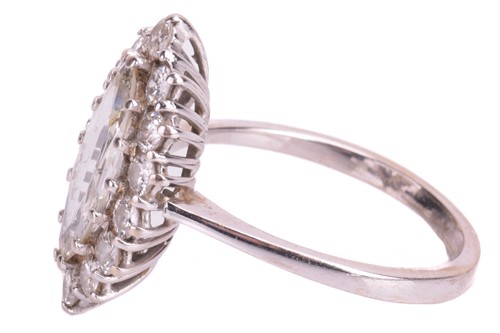 Lot 201 - A marquise diamond cluster ring, featuring a...