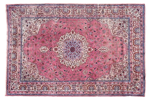 Lot 91 - An old pastel pink ground possibly Turkish...