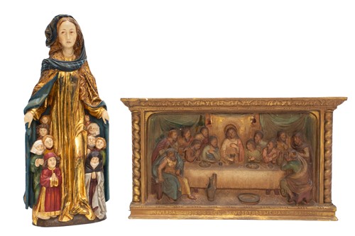 Lot 20 - A contemporary carved painted and gilt gesso...