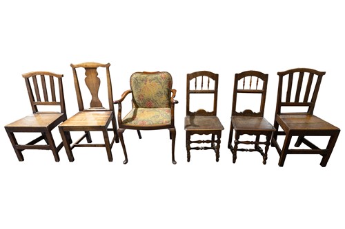 Lot 192 - A pair of 17th century style oak side chairs,...