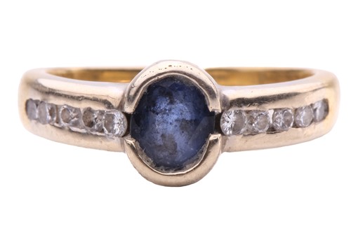 Lot 295 - A sapphire and diamond dress ring, comprising...