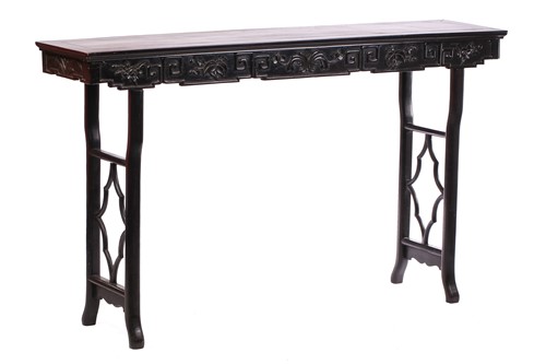 Lot 251 - A Chinese carved Hongmu (Rosewood) altar table,...