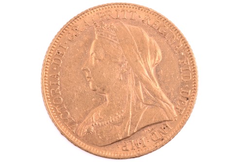 Lot 394 - An 1899 Queen Victoria full sovereign, old...