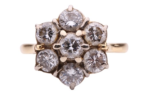 Lot 223 - A diamond cluster ring of floral design, set...