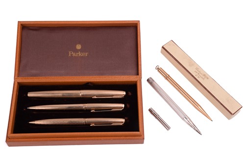 Lot 332 - A Parker pen 61 triple set, together with...